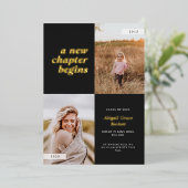 Black A New Chapter Begins Graduation Folieneinladung (Stehend vorne)