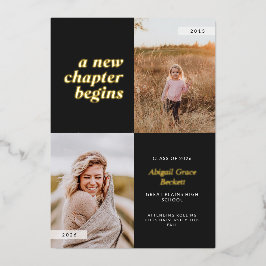 Black A New Chapter Begins Graduation Folieneinladung