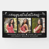 Black Abschluss 3 Foto Moderne Kalligraphie Herz Banner (Horizontal)