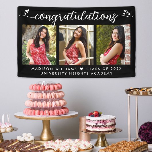 Black Abschluss 3 Foto Moderne Kalligraphie Herz Banner