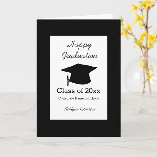 Black Abschluss Class 2025 Karte (Gelbe Blume)