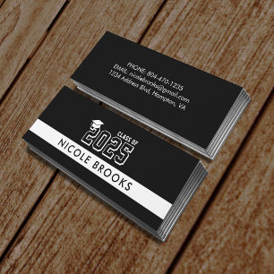 Black Abschluss Class Contact Info Name Mini Visitenkarte