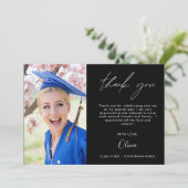 Black Abschluss Foto Minimalistisch Dankeschön Kar Dankeskarte (Stehend Vorderseite)