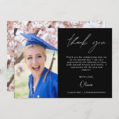 Black Abschluss Foto Minimalistisch Dankeschön Kar Dankeskarte (Vorne/Hinten)