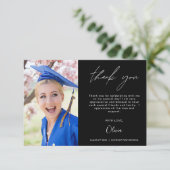 Black Abschluss Foto Minimalistisch Dankeschön Kar Dankeskarte (Stehend Vorderseite)