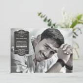 Black Abschluss Siegel Foto Abschluss Einladung (Stehend Vorderseite)