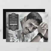 Black Abschluss Siegel Foto Abschluss Einladung (Vorne/Hinten)