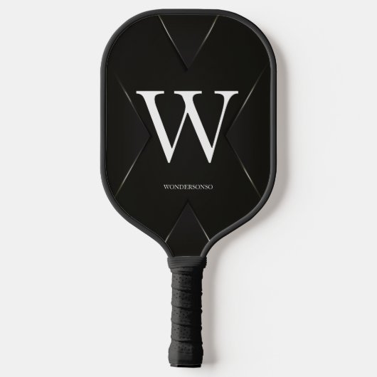 Black Abstract Custom Text Name Pickleball Schläger (Rückseite)