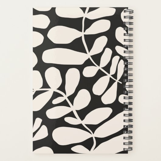 Black Abstract Tropical Palm Leaves Pattern Planer (Rückseite)