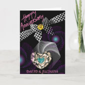 Black Abstrakt Modern Diamond Happy Jubiläum Karte (Vorderseite)