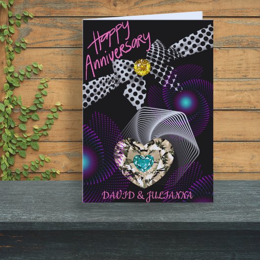 Black Abstrakt Modern Diamond Happy Jubiläum Karte