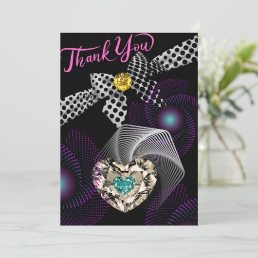 Black Abstrakt Modern Einzigartiger Diamond Jubilä Dankeskarte (Stehend Vorderseite)