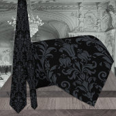 Black Acanthus Floral Damask Wedding Krawatte