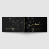 Black Acanthus Leaf Gold Script Elegante Hochzeit Gästebuch (Voll)