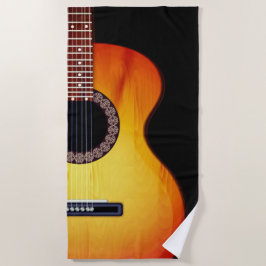 Black Acoustic Guitar Strandtuch