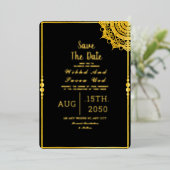 Black Acrylic Wedding Luxury Save the Date Folieneinladung (Stehend vorne)