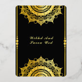 Black Acrylic Wedding Luxury Save the Date Folieneinladung (Rückseite)