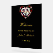 Black Acrylic Wedding Welcome Sign - Floral Heart Acrylschild (Winkel)