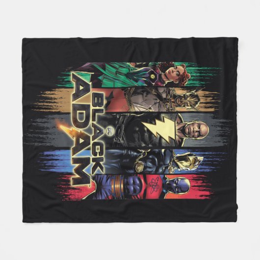 Black Adam Characters In Stripes Graphic Fleecedecke (Vorderseite (Horizontal))