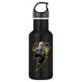 Black Adam Gray and Gold Lightning Graphic Edelstahlflasche (Vorderseite)