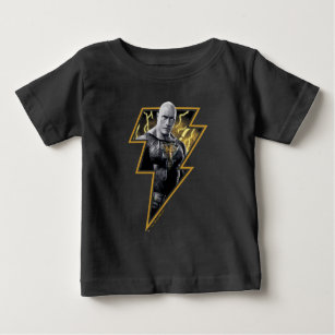 Black Adam Gray und Gold Blitze Grafik Baby T-shirt