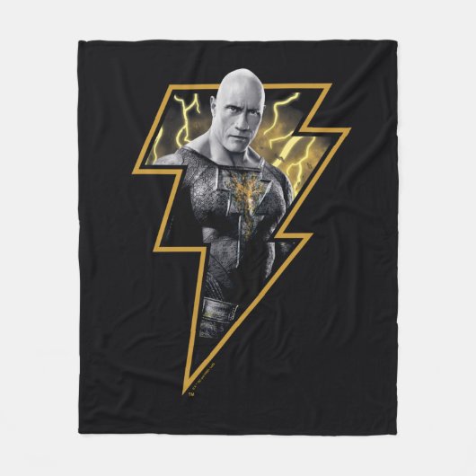Black Adam Gray und Gold Blitze Grafik Fleecedecke (Vorderseite)