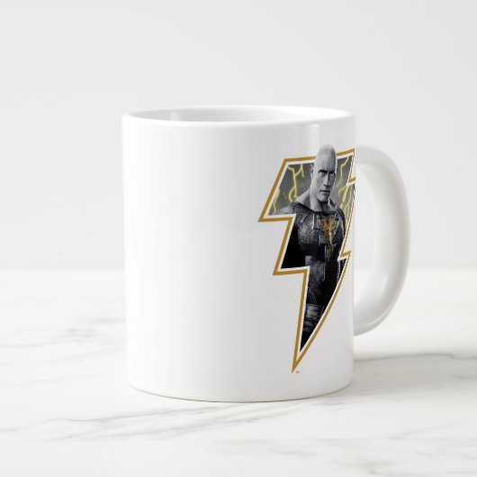 Black Adam Gray und Gold Blitze Grafik Jumbo-Tasse (Vorderseite Rechts)