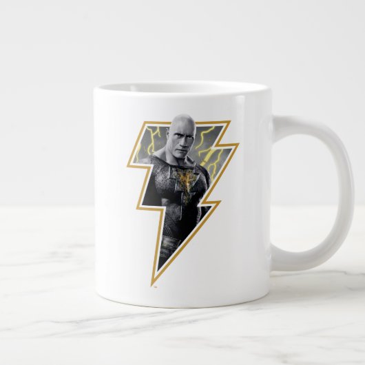 Black Adam Gray und Gold Blitze Grafik Jumbo-Tasse (Rechts)