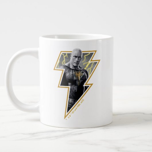 Black Adam Gray und Gold Blitze Grafik Jumbo-Tasse (Links)