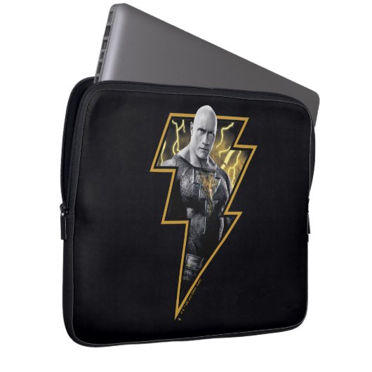 Black Adam Gray und Gold Blitze Grafik Laptopschutzhülle (Vorne Rechts)