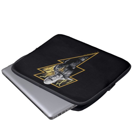 Black Adam Gray und Gold Blitze Grafik Laptopschutzhülle (Vorne Knopf)