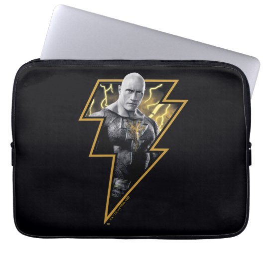 Black Adam Gray und Gold Blitze Grafik Laptopschutzhülle (Vorderseite)