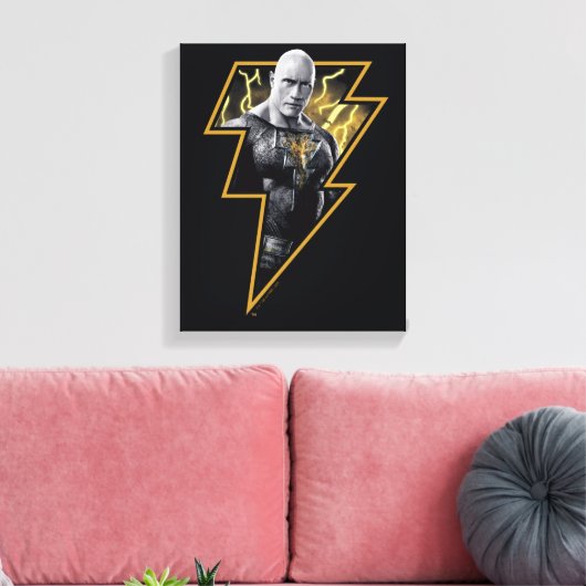 Black Adam Gray und Gold Blitze Grafik Leinwanddruck (Insitu (Wohnzimmer))