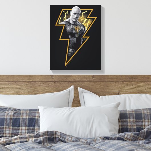 Black Adam Gray und Gold Blitze Grafik Leinwanddruck (Insitu (Schlafzimmer))