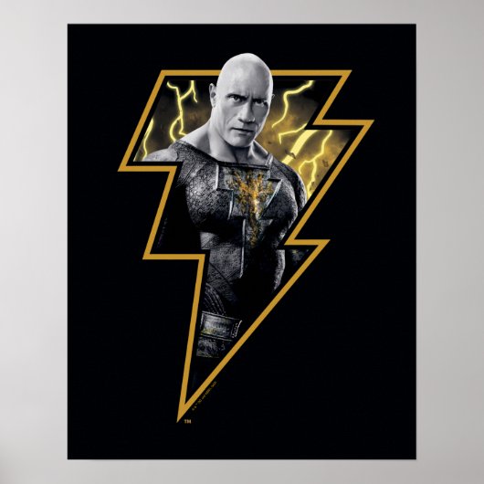 Black Adam Gray und Gold Blitze Grafik Poster (Vorne)