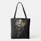 Black Adam Gray und Gold Blitze Grafik Tasche (Rückseite)
