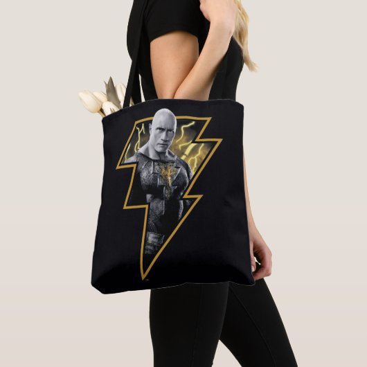 Black Adam Gray und Gold Blitze Grafik Tasche (Von Nahem)