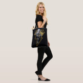 Black Adam Gray und Gold Blitze Grafik Tasche (Am Model)