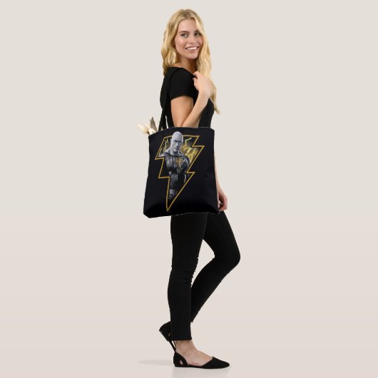 Black Adam Gray und Gold Blitze Grafik Tasche (Am Model)