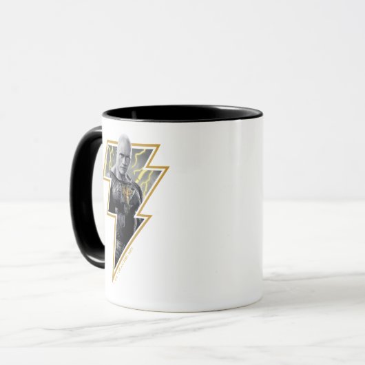 Black Adam Gray und Gold Blitze Grafik Tasse (Vorderseite Links)