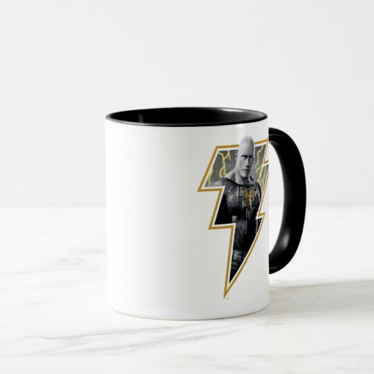 Black Adam Gray und Gold Blitze Grafik Tasse (VorderseiteRechts)