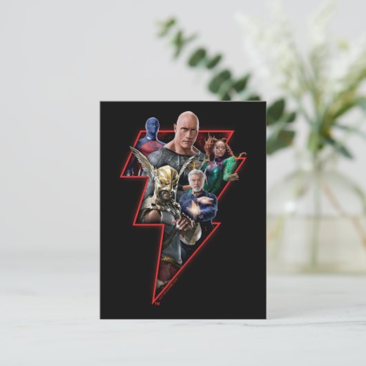 Black Adam Group Blitzgrafik Postkarte (Stehend Vorderseite)