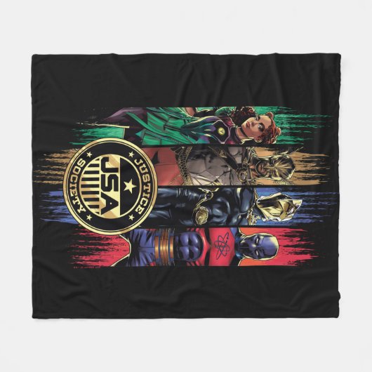 Black Adam Justice Society Heroes In Stripes Fleecedecke (Vorderseite (Horizontal))