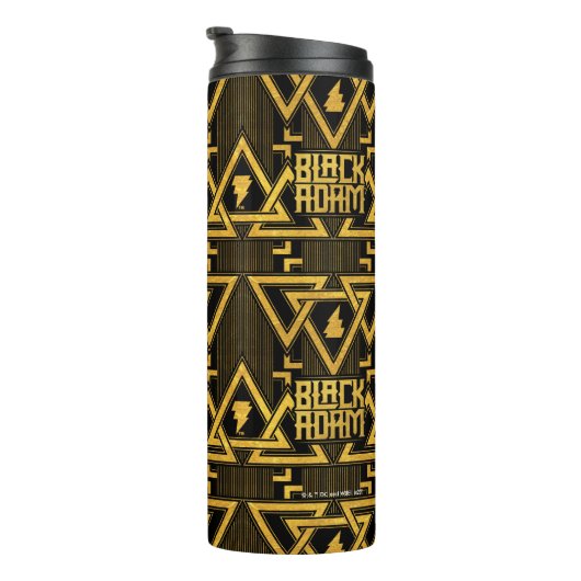 Black Adam Lightning Bolt Triangular Pattern Thermosbecher (Nach rechts gedreht)