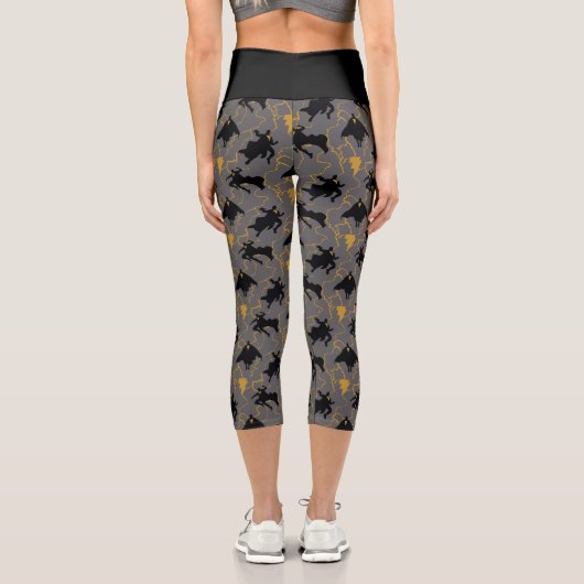 Black Adam Lightning Silhouette Pattern Capri Leggings (Rückseite)