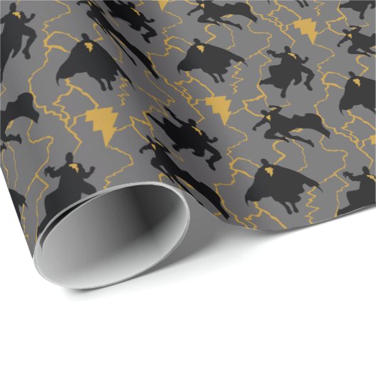 Black Adam Lightning Silhouette Pattern Geschenkpapier (Rolleneckpunkt)