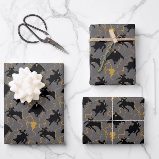 Black Adam Lightning Silhouette Pattern Geschenkpapier Set (Vorderseite)