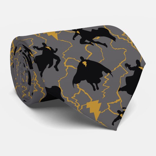 Black Adam Lightning Silhouette Pattern Krawatte (Gerollt)