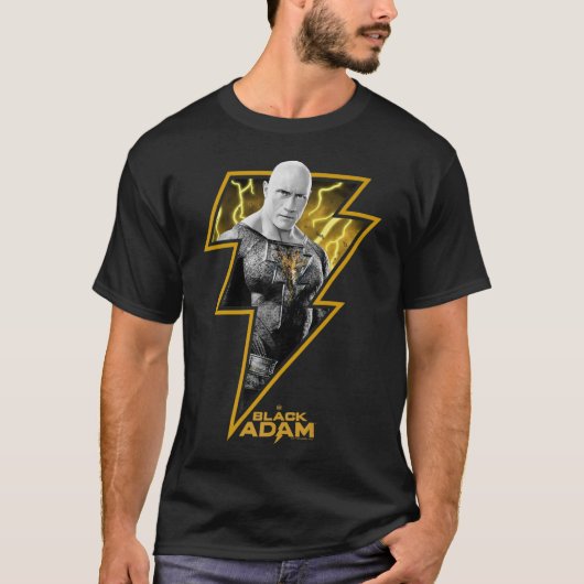 Black Adam Portrait Fill Lightning Bold T-Shirt (Vorderseite)