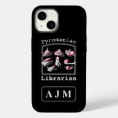 Black Add Initials Pyromaniac Librarian Sketched Case-Mate iPhone Hülle (Rückseite)